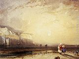 Richard Parkes Bonington Paintings - Sunset in the Pays de Caux by Richard Parkes Bonington